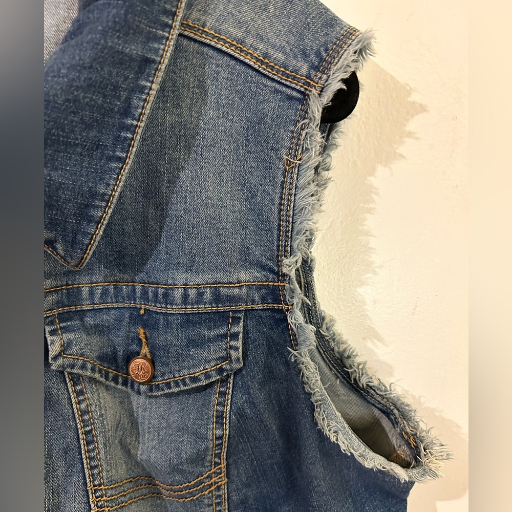 American Rag Cie Indigo Denim Vest Sleeveless Denim Jacket sz 1X with stretch - Picture 3 of 8